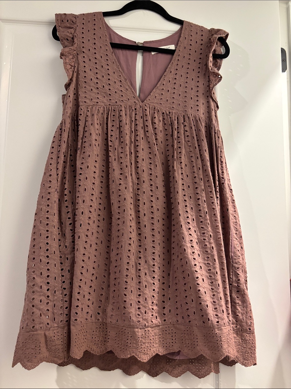 Mustard Seed Mauve Eyelet Mini Dress